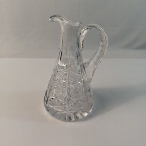 Vintage Clear Cut Glass Cruet Oil and Vinegar Bottle